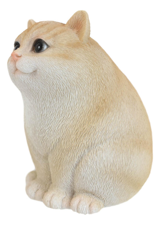 Adorable Feline Tabby Striped Fat Cat Kitten Figurine 4"H Miniature Lucky Cats