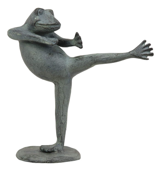 Ebros Gift Verdi Green Aluminum Metal Whimsical Tai Chi Kung Fu Frog Garden Statue Zen Feng Shui Martial Arts Frogs Home Garden Patio Pool Decorative Sculpture (Set of 3 Stances)