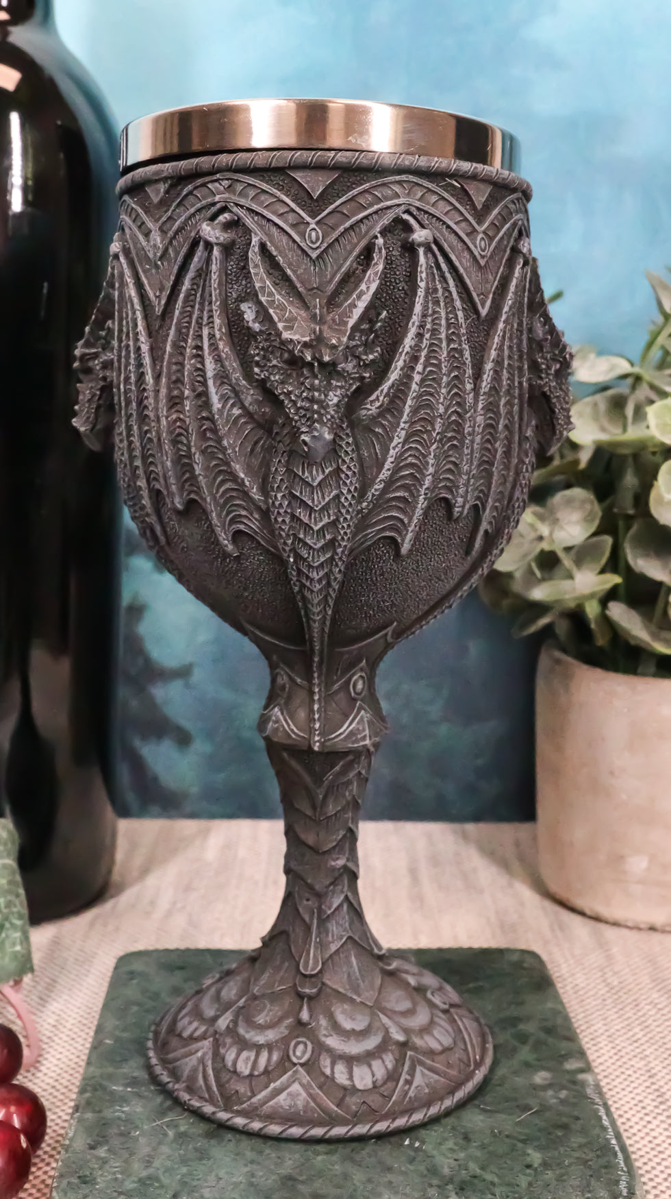 Ebros Fantasy Fire Blood Quartet Winged Dragon Guardians Wine Goblet Chalice Drink Cup