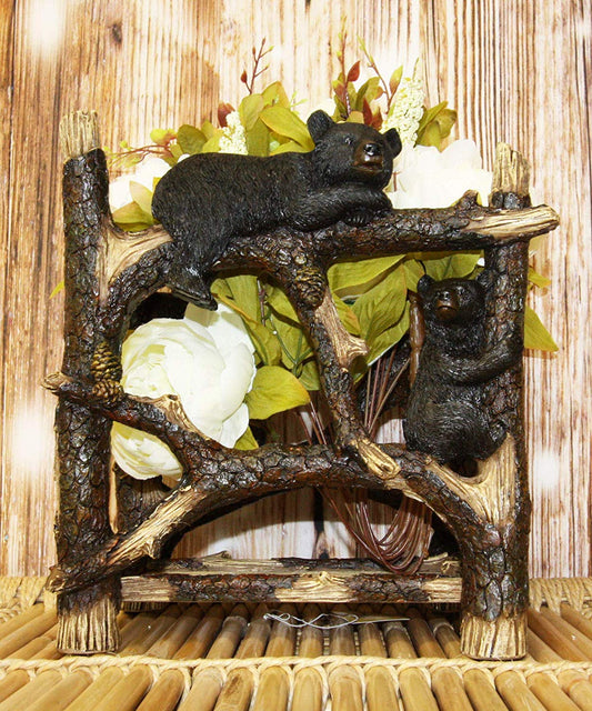 Ebros Rustic Decor 3 Chilling Black Bears Up A Tree Magazine Rack Stand Holder Organizer 11.75" Wide Frolicking Bear Family Hanging On Branches Cabin Lodge Country Mountain Side Cottage Homes - Ebros Gift