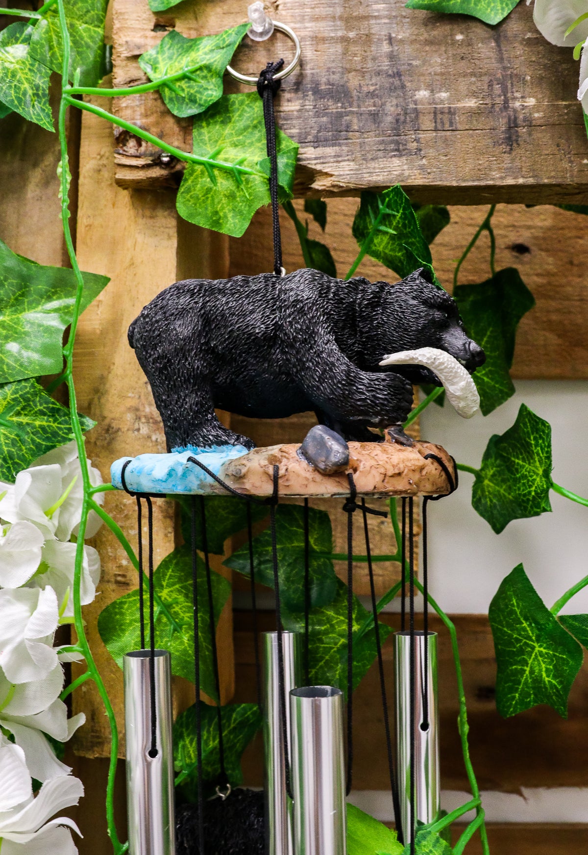 American Black Bear River Fishing Resonant Relaxing Wind Chime Garden Patio