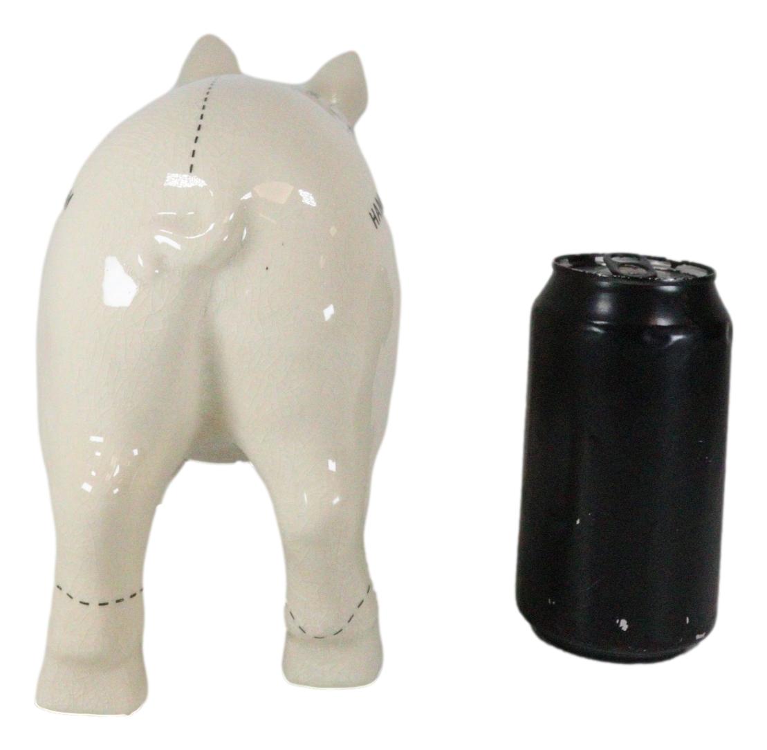 Large Ceramic Country Farmhouse Pig Swine Pork Butcher Chart Piggy Coin Bank Jar