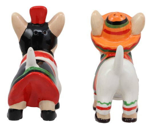 Kissing Mexican Chihuahua Dogs With Sombrero Hat Ceramic Salt And Pepper Shakers - Ebros Gift