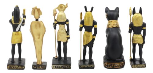 Ebros Gift Egyptian Gods Miniature Figurine Set – 6 Ancient Egyptian Deities Including Anubis, Osiris, Horus, Bastet