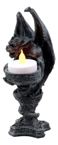 Gothic Wyvern Gargoyle Tea Light Candle Holder Guardian Kneeling