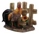 Ebros Gift Country Farm Proud Rooster Chicken by Sunflower and Wooden Fence Dinner Napkin Holder Figurine 6.25" Wide Rustic Western Table Decorative Accent