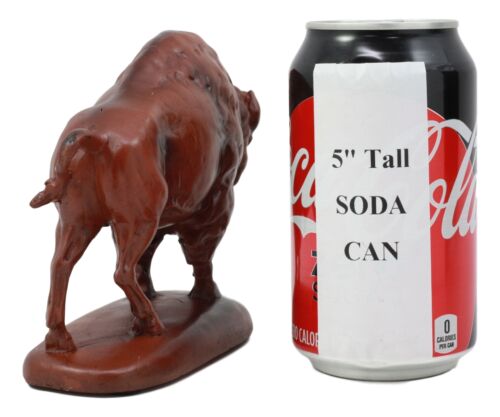 Ebros Faux Wood Grazing American Bison Figurine 6"Long Wildlife Animal Buffalo Decor - Ebros Gift