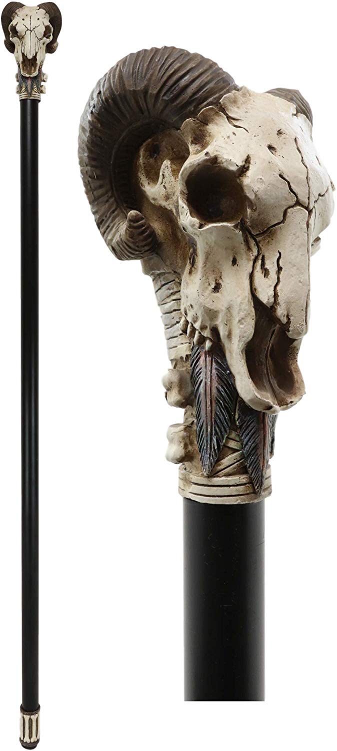 Ebros Gothic Tribal Ram Horned Skull Decorative Prop Cosplay