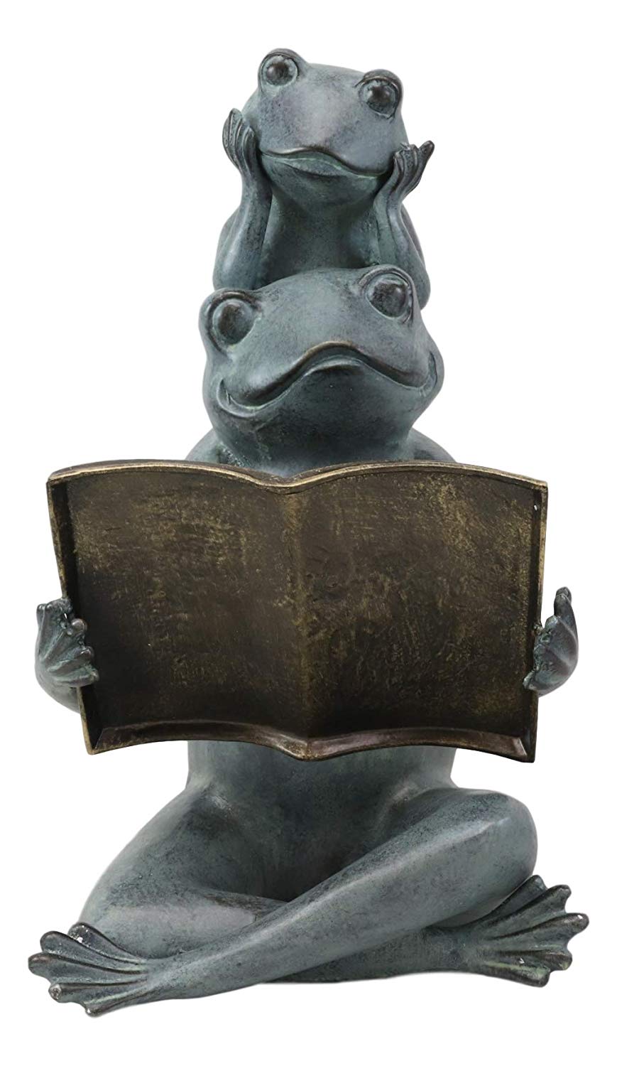 18"H Aluminum Whimsical Froggy Story Fable Frog Family Fatherhood Garden Statue - Ebros Gift