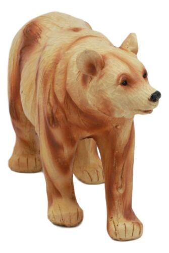 Roaming Woodland Grizzly Bear Figurine 6"L Faux Wood Resin North American Bear