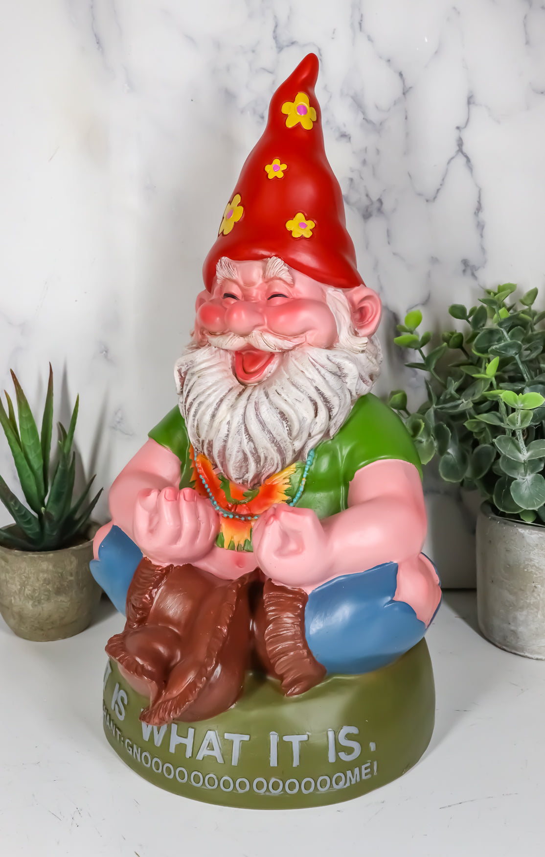Ebros Highly Content Meditating Hippie Gnome Statue As Hipster Happy Gnome Decor