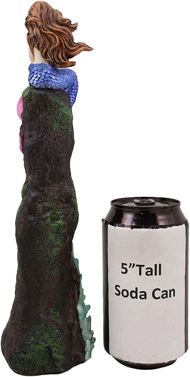 Ebros Ocean Mermaid Sitting On A Purple Coral Reef Pillar Tower Incense Burner