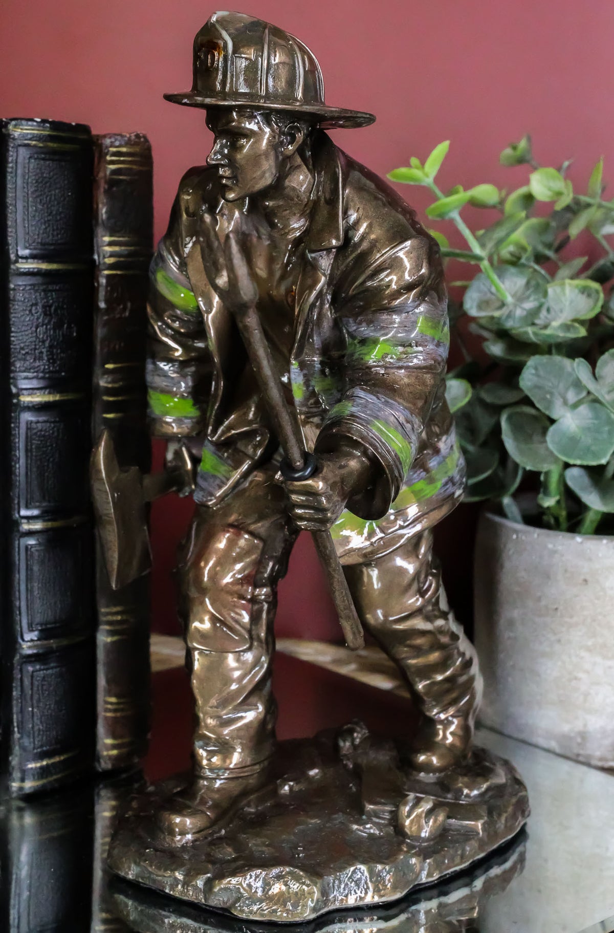 Fireman With Fire Axe And Fork Statue 7.25"Tall In The Line of Duty Fire Rescue