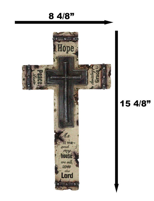 Rustic Western Christian Love Hope Peace Amazing Grace Bible Verse Wall Cross - Ebros Gift