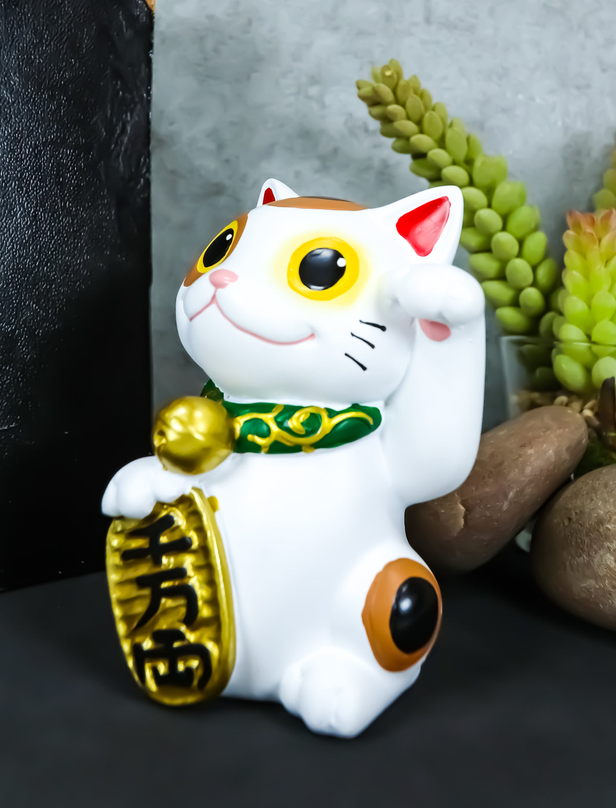 Ebros Japanese Luck And Fortune Charm White Beckoning Cat Maneki Neko Statue 4"Tall Tabletop Collectible Figurine - Ebros Gift