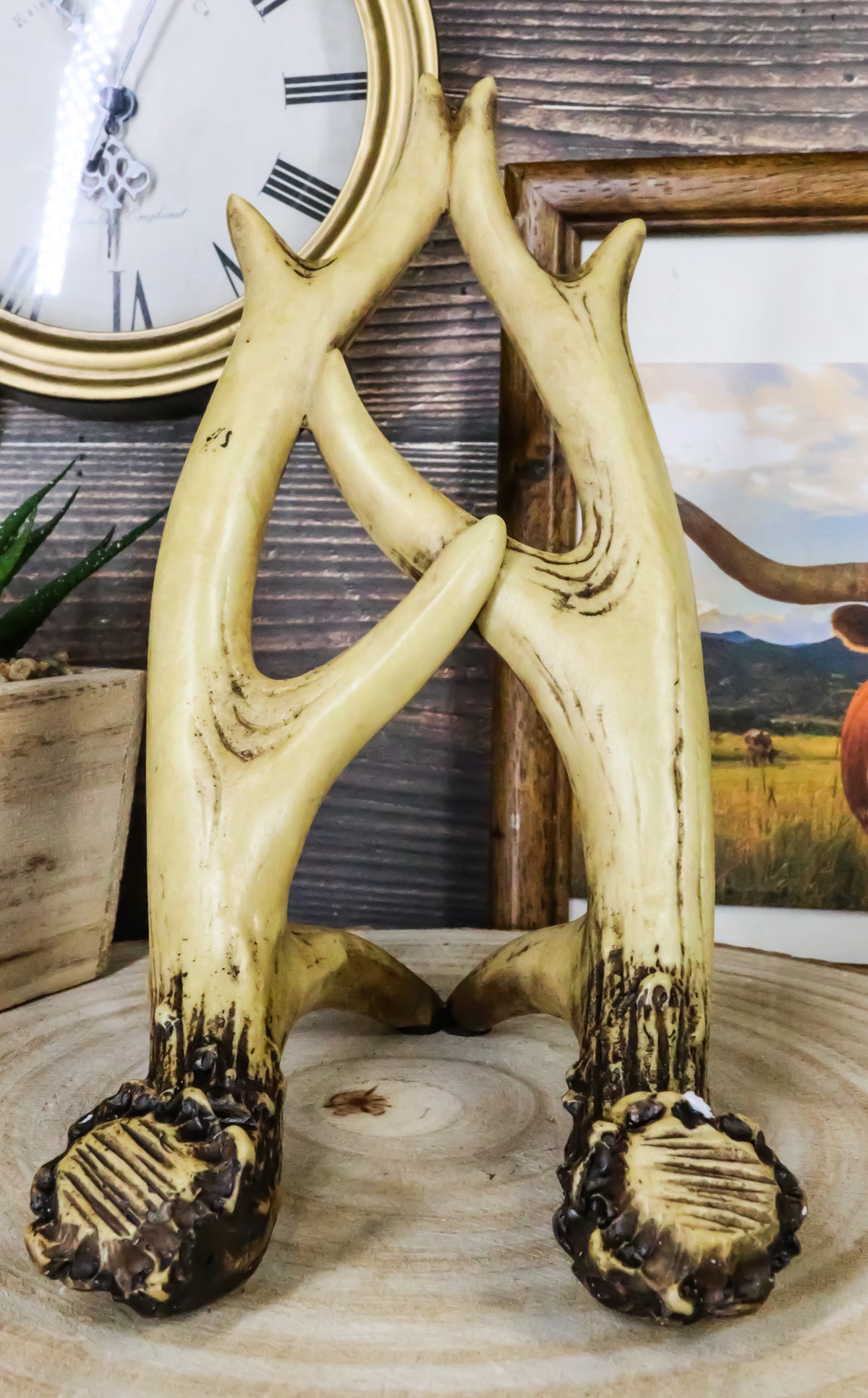 Western Rustic Stag Deer Antlers Book Photo Frame Cell Phone Holder Easel Stand