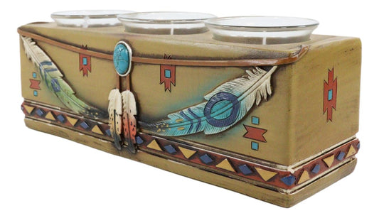Southwest Indian Navajo Vectors And Feathers Tea Light Votive Candles Holder