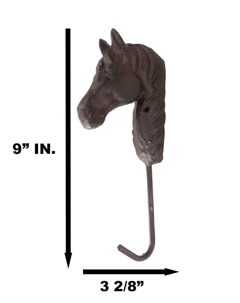 Cast Iron Rustic Western Country Horse Head Coat Keys Hat Wall Hanging Hook - Ebros Gift