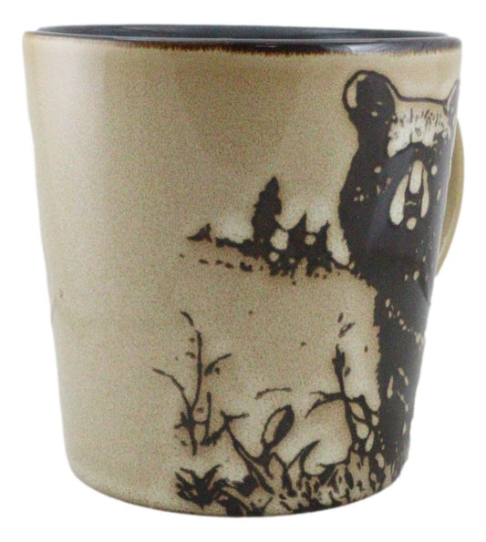 Pack Of 2 Rustic Western Cabin Lodge Forest Grizzly Bear Ceramic Mugs Coffee Cup