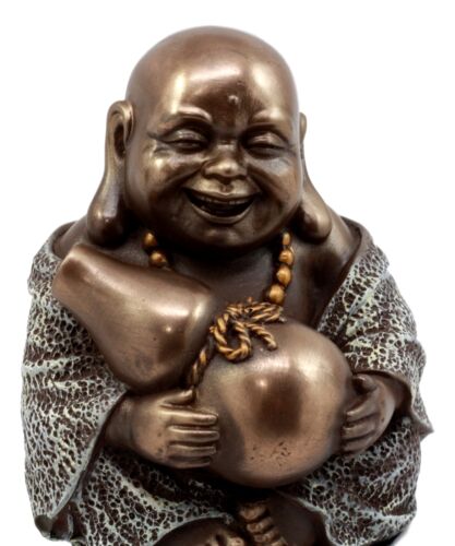 Drunken Hotei Happy Buddha With Wine Gourd Figurine 4"H Keepsake Amulet Statue