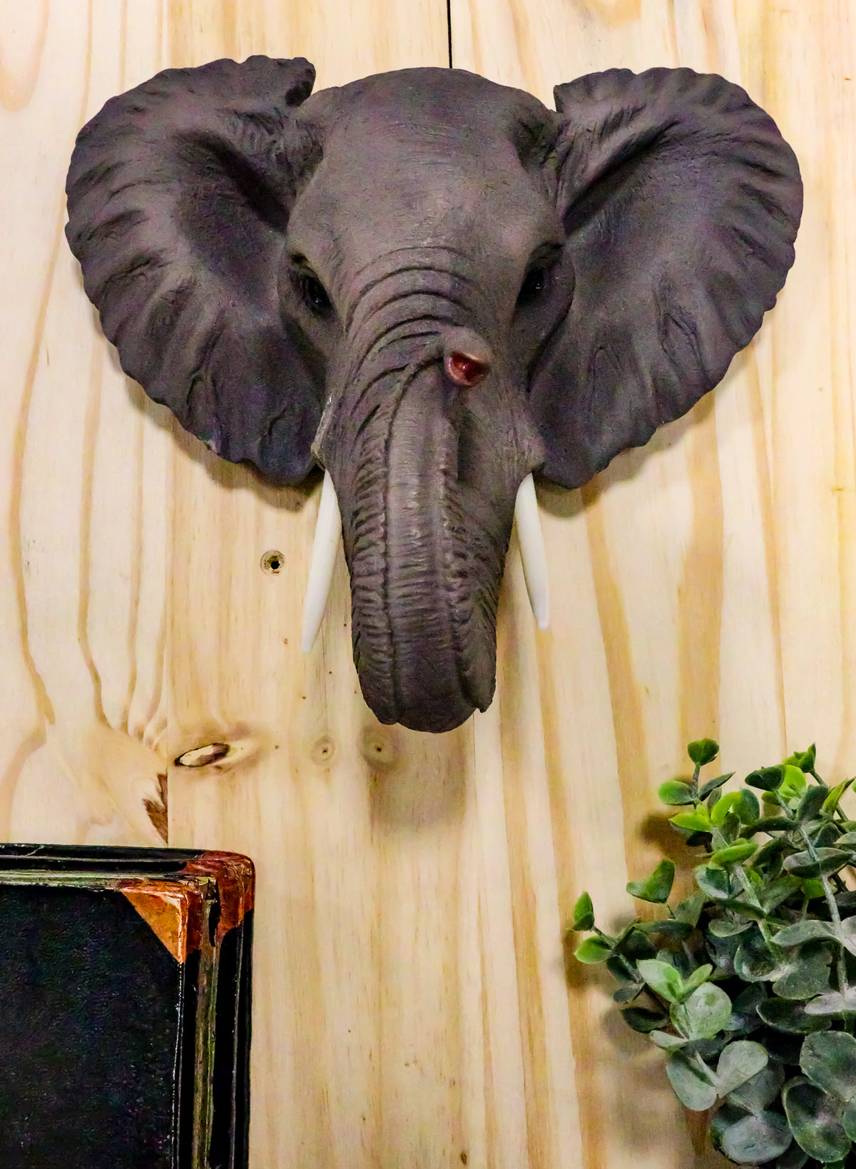 Ebros Safari African Bush Elephant Wall Bust Sculpture 9" H Noble Elephant - Ebros Gift