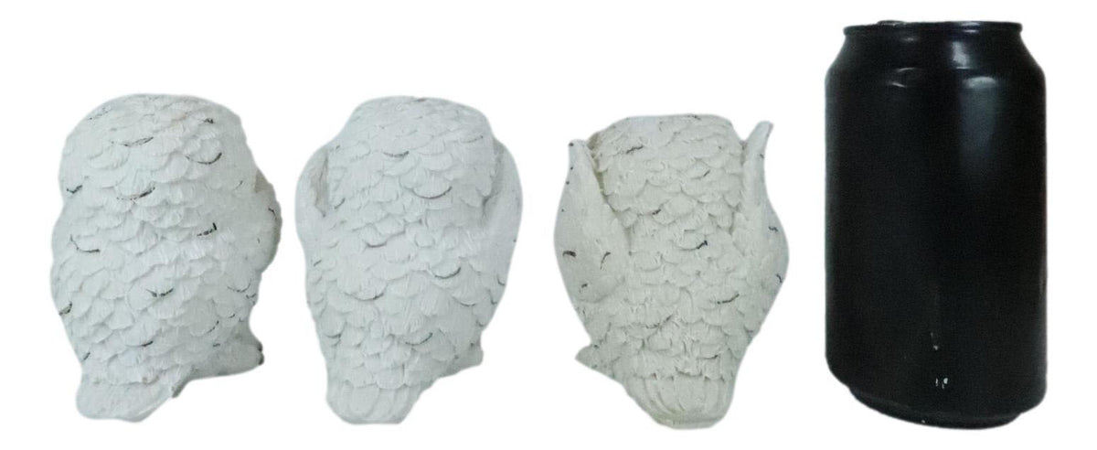 Ebros See Hear Speak No Evil Fat Baby White Owls Figurines Set of 3 Mini Decor