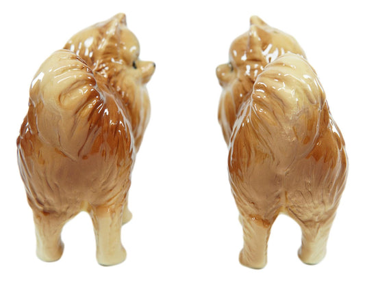 Ebros Pom Pom Golden Groomed Pomeranian Attractives Magnetic Salt Pepper Shakers - Ebros Gift