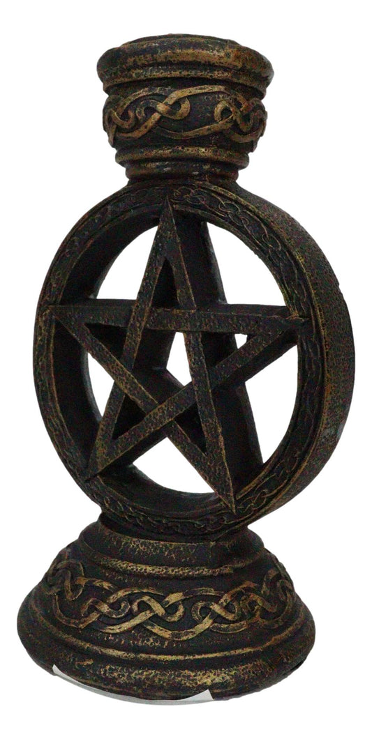 Celtic Witchcraft Wicca Sacred Pentagram Circle Backflow Incense Burner Figurine - Ebros Gift