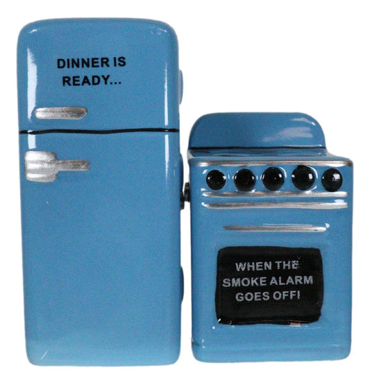 Old Fashioned Vintage Refrigerator And Kitchen Stove Salt And Pepper Shakers Set