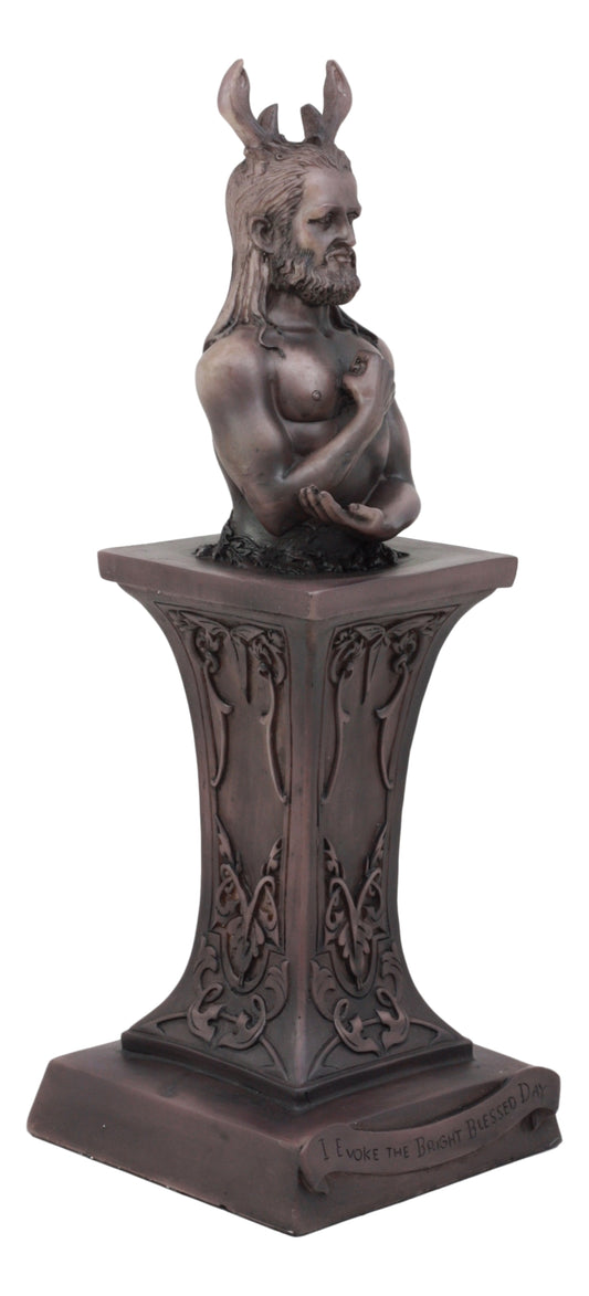 Ebros Neopaganism Wiccan Primary Deity Statue Featuring The Masculine Horned God Bust On Pedestal Figurine Wicca Home Decor(Masculine Horned God)