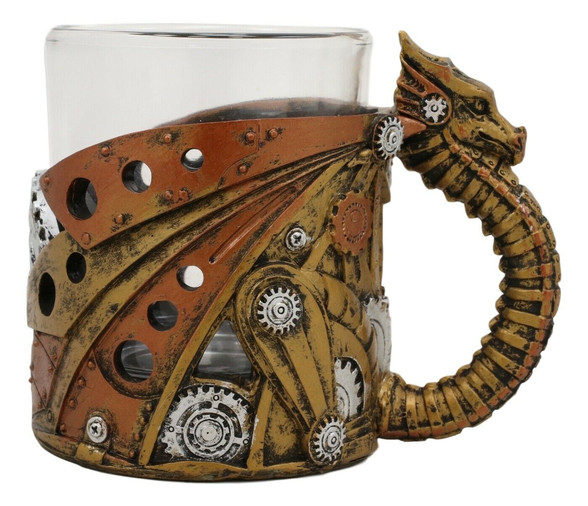Ebros Steampunk Cyborg Robotic Dragon Drinking Mug Or Shot Glass 7oz Home Decor