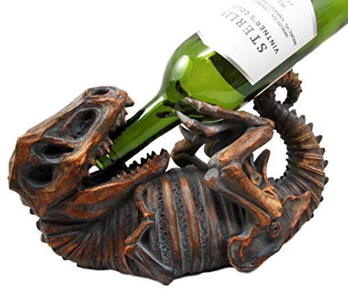 Ebros Dinosaur T-Rex Skeleton Rusted Fossil Long Wine Bottle