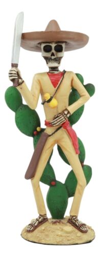 Day Of The Dead Desert Bandit Skeleton Statue El Machete Nopales Cactus Figurine