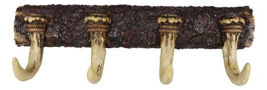 Vintage Western Rustic Stag Deer Crown Antlers 4-Pegs Wall Coat Keys Hooks Decor