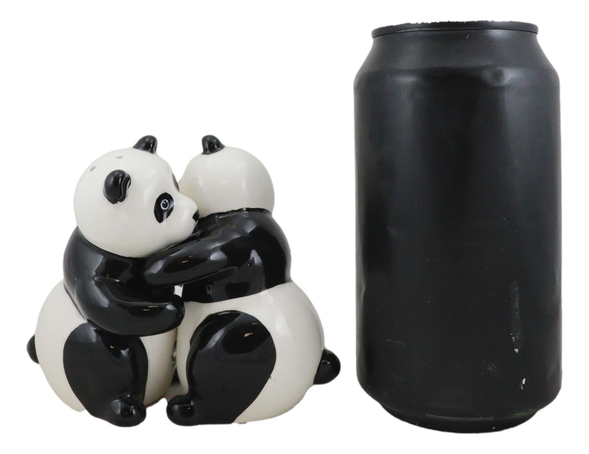 Ceramic Hugging And Dancing Giant Panda Bears Salt And Pepper Shakers Set Decor - Ebros Gift