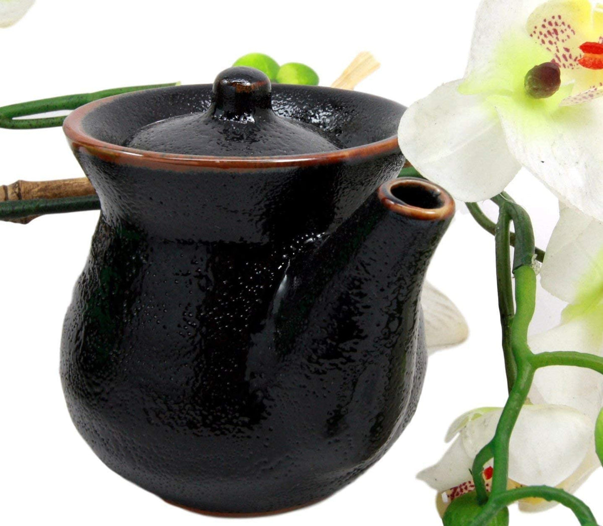 Japanese Tenmoku Glazed Porcelain Soy Sauce Condiment Dispenser Flask 8oz