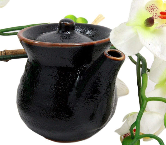 Japanese Tenmoku Glazed Porcelain Soy Sauce Condiment Dispenser Flask 8oz