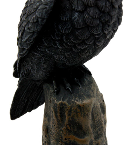 Ebros Dark Raven Crow Scavenger Bird Perching On Tree Stump Figurine 6"H - Ebros Gift
