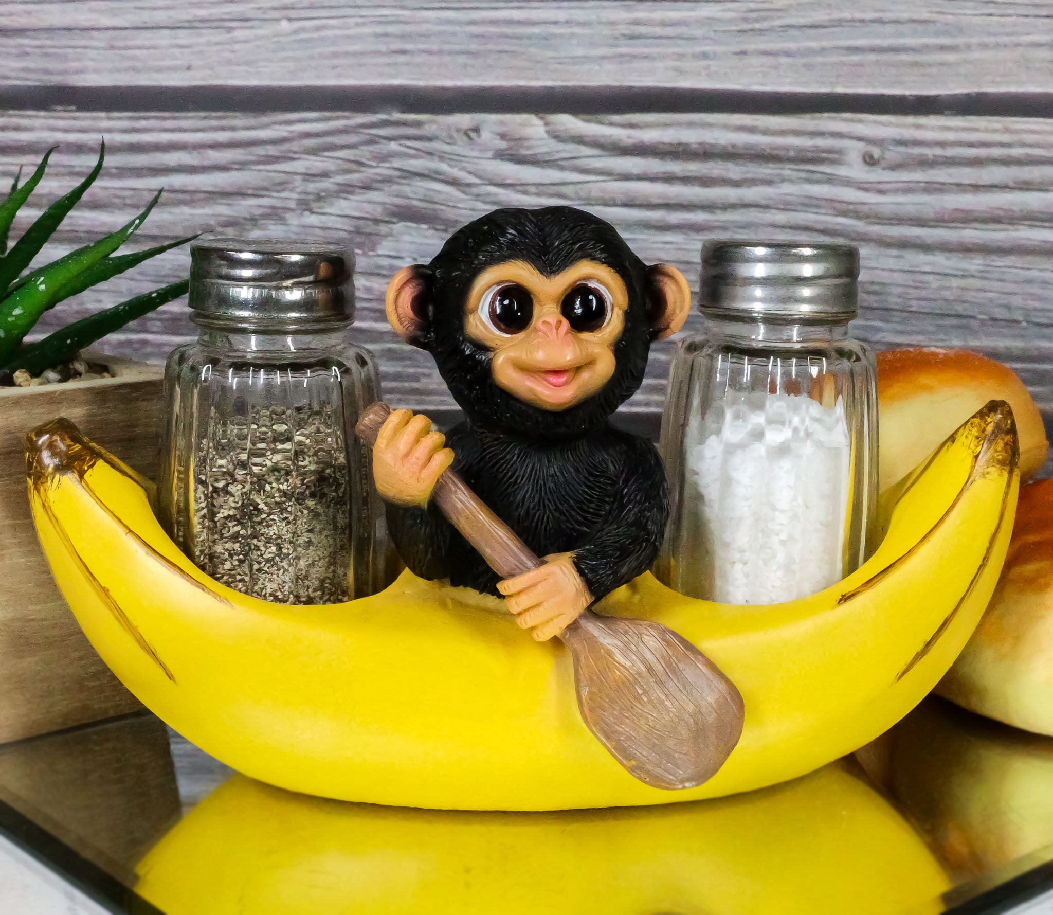 Ebros Gift Baby Monkey Rowing In Banana Boat Salt & Pepper Shakers Hol