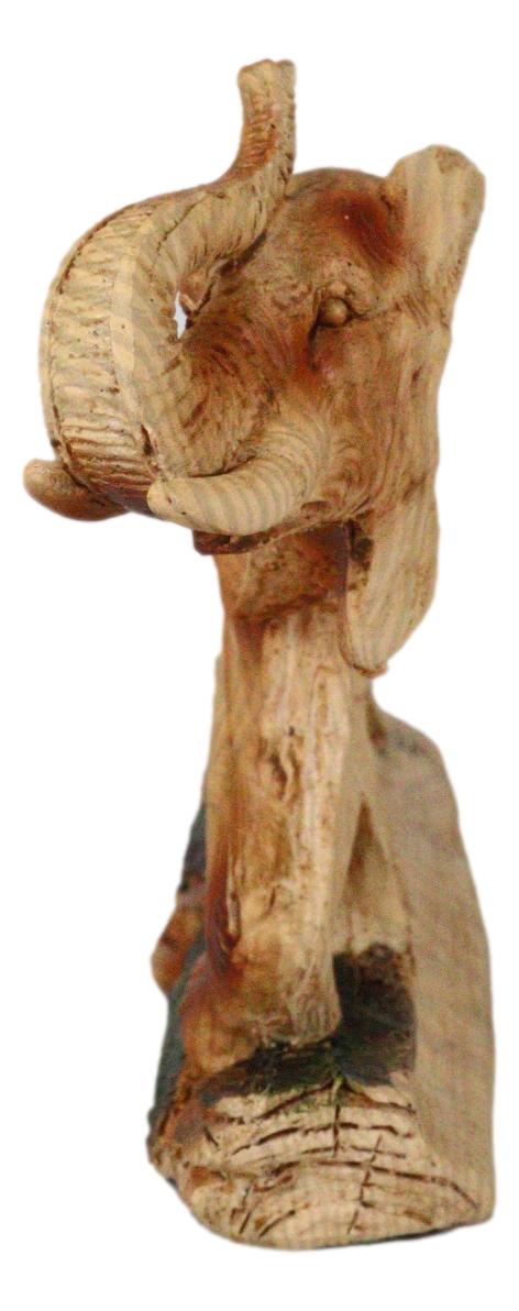 Faux Wood Elephant Family Migration Elephant Walking With Baby Calf Statue 7"L - Ebros Gift