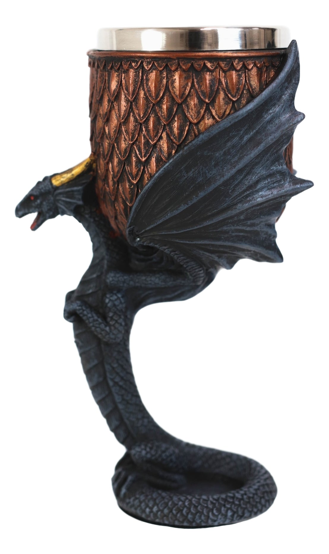 Dragon Scales With Servant Winged Drake Stem Base Drinking Wine Goblet Chalice