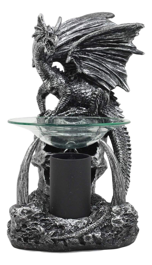 Ebros Skull Graveyard Dragon Electric Oil Burner Or Tart Warmer Statue 8.5" Tall - Ebros Gift