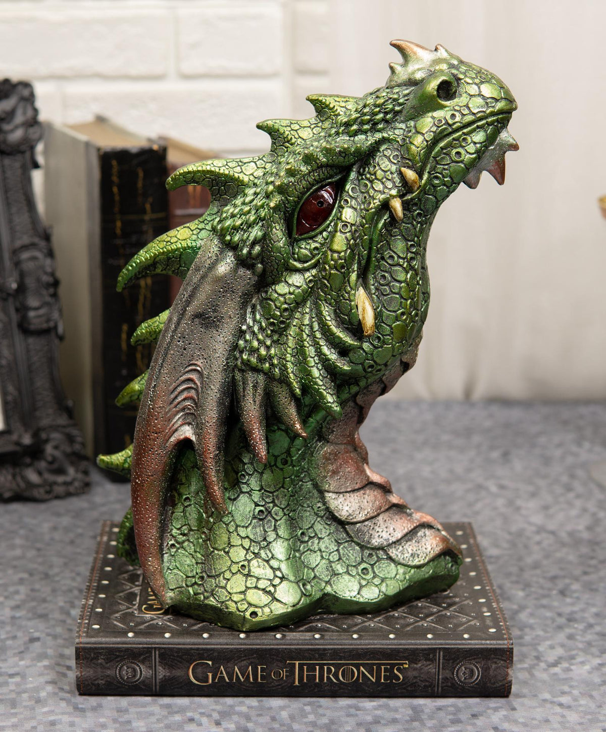 Ebros Medieval Castle Dungeon Chained Green Pagoda Dragon Wall Plaque W/ LED Eyes