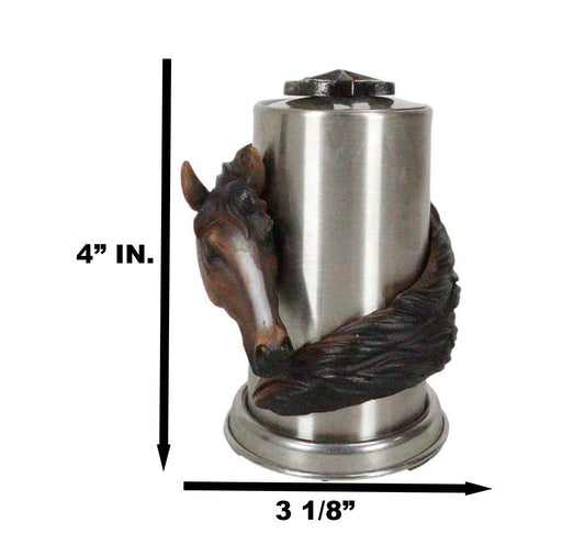 Rustic Western Country Chestnut Horse Horseshoe Spring Barrel Toothpick Holder