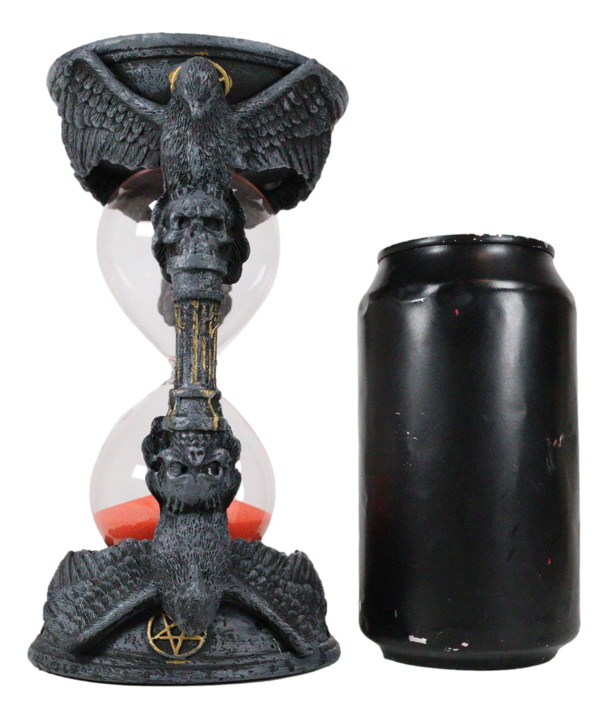 Gothic Alchemy Pentagram Circle Raven Crows Skull Pillars Sand Timer Sandtimer
