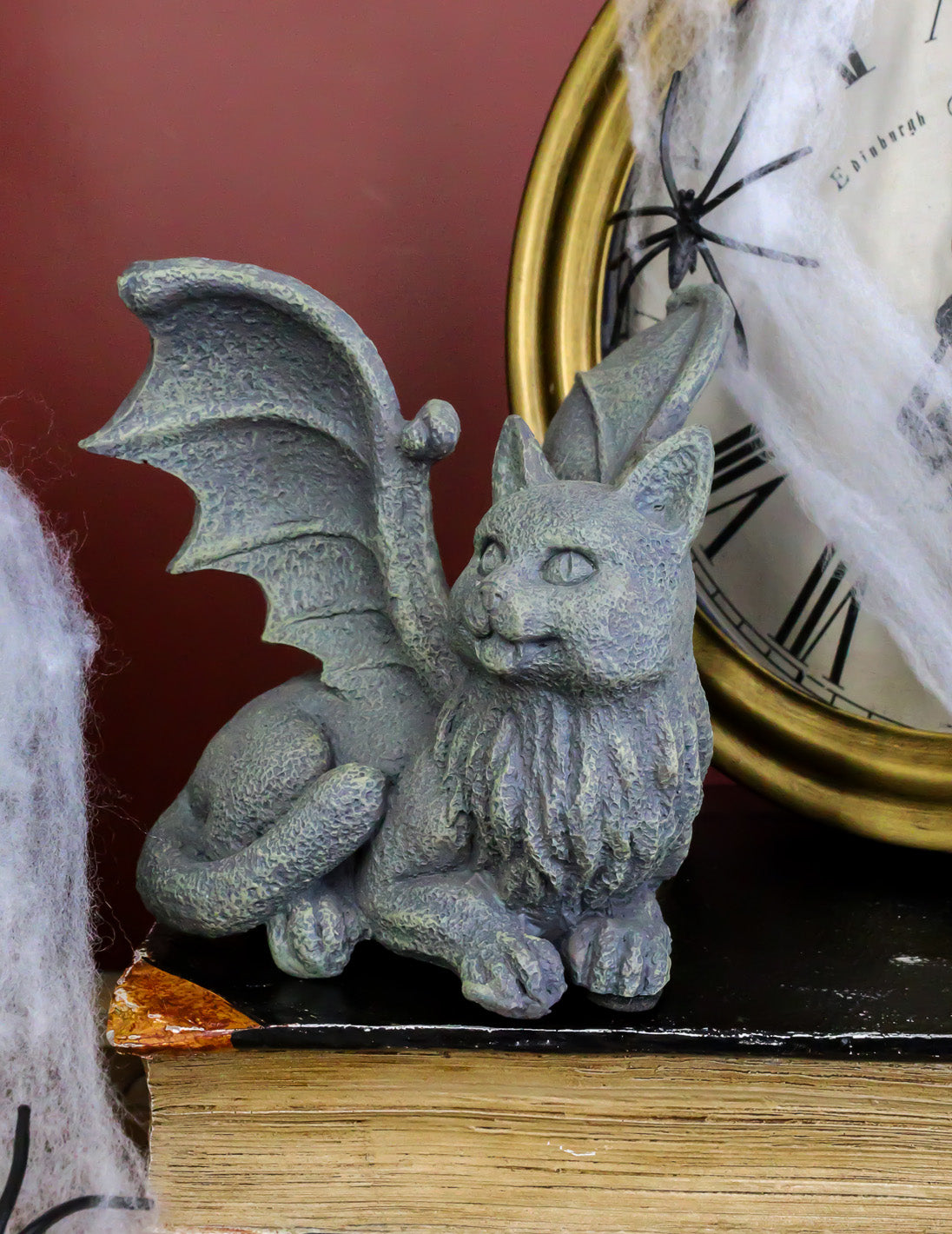 Ebros Gothic Winged Cat Gargoyle Shelf Sitter Statue 4" Wide PC Monitor Topper Decor Figurine - Ebros Gift