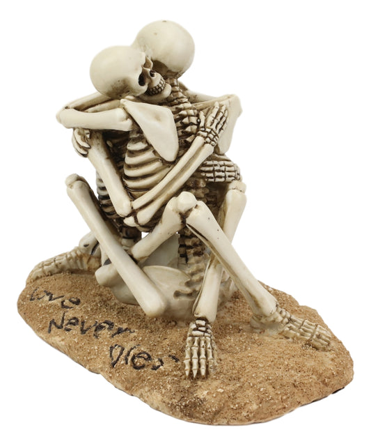 Day Of The Dead Love Never Dies Castaway Wedding Skeleton Couple Hugging Statue - Ebros Gift