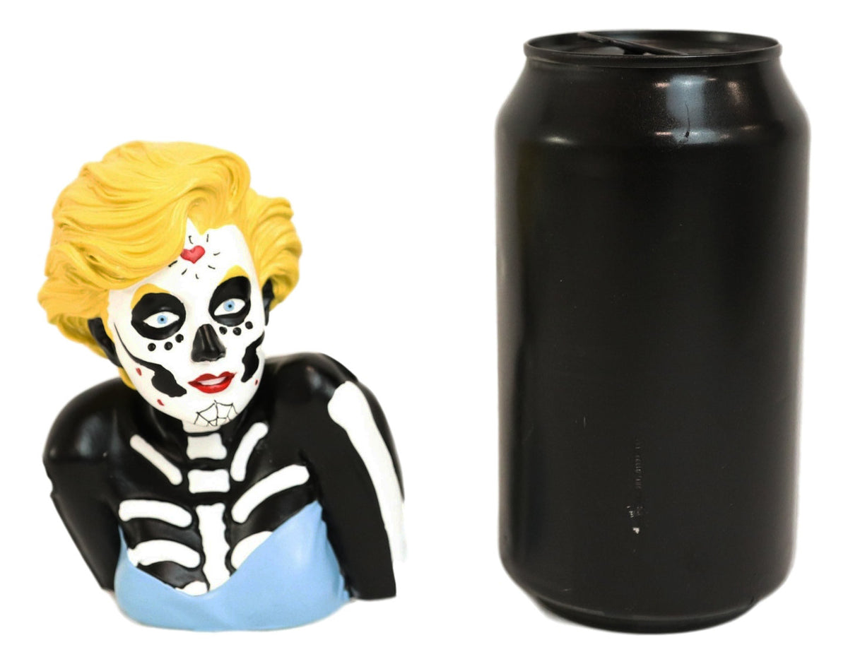 Day of The Dead Sugar Skull Blonde Marilyn in Blue Tie Tube Top Figurine 4" Tall