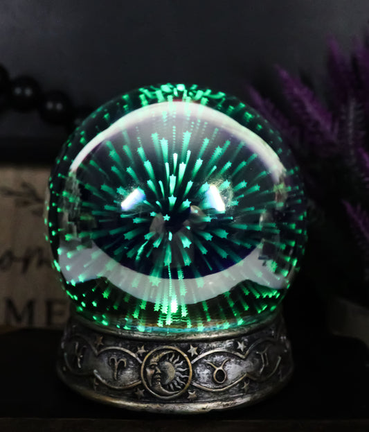Greek Astrology Constellations Zodiac With Colorful LED Stars Glass Gazing Ball - Ebros Gift