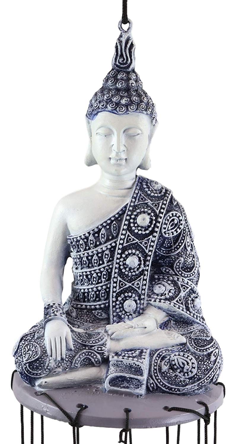 Feng Shui Buddhism Buddha Amitabha Meditating In Mudra Figurine Wind Chime Decor